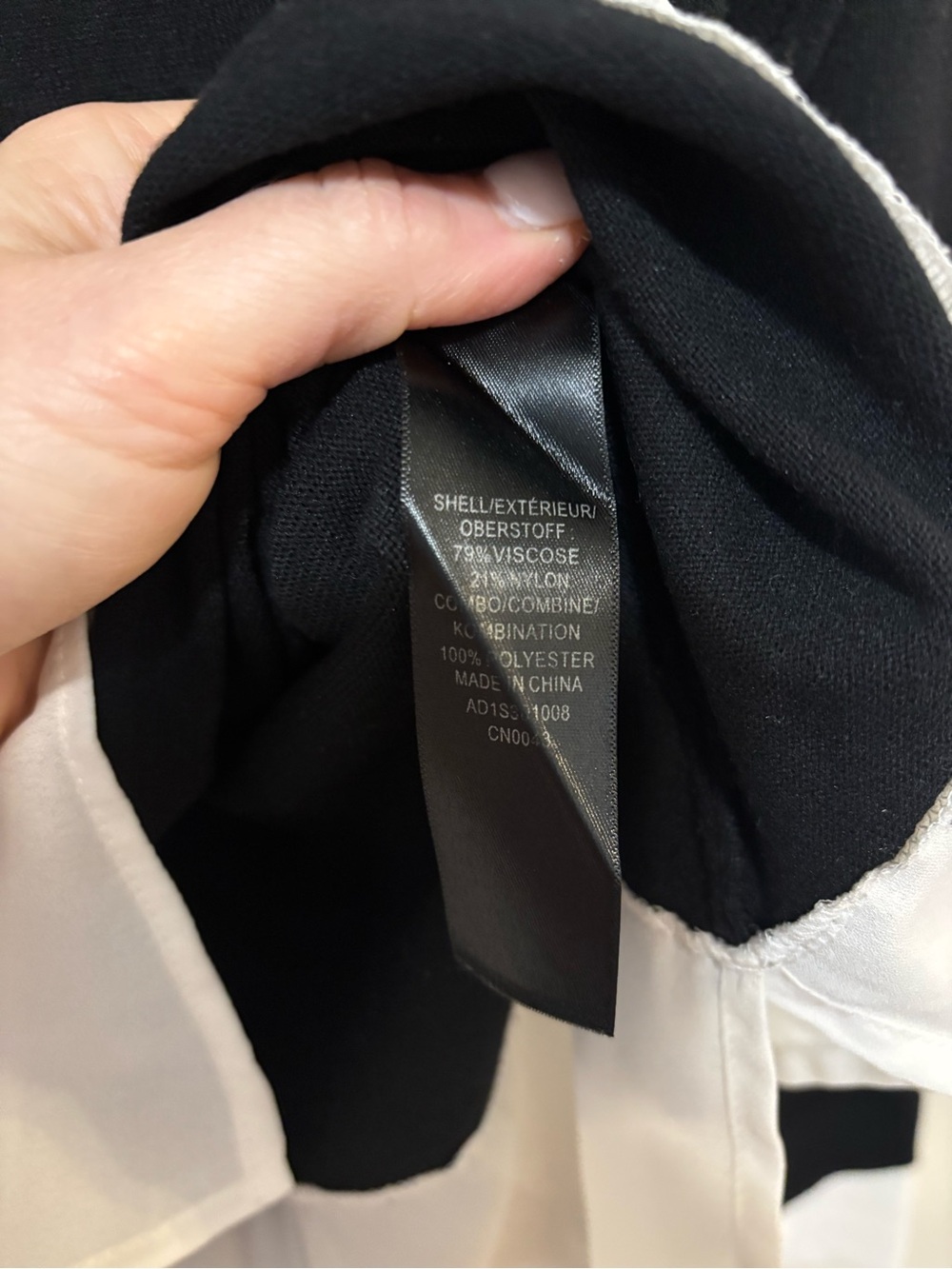 Adrianna Papell Black Turtleneck Sweater with White Shirt Hem - Picture 5 of 7